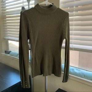 Brave Soul Olive Ribbed Mockneck Sweater